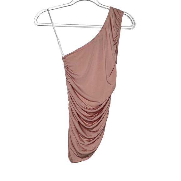 LULU'S Do a Double Take Ruched One-Shoulder Top Dusty Pink 90s Y2K Size XS - Picture 3 of 7